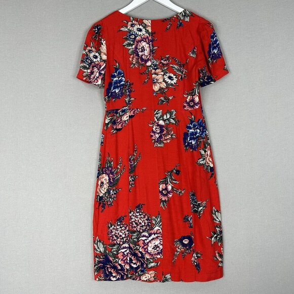 Maeve Anthro Womens Dress 6 Red Caldwell Buttondown Midi Cottagecore Prairie - Picture 9 of 13